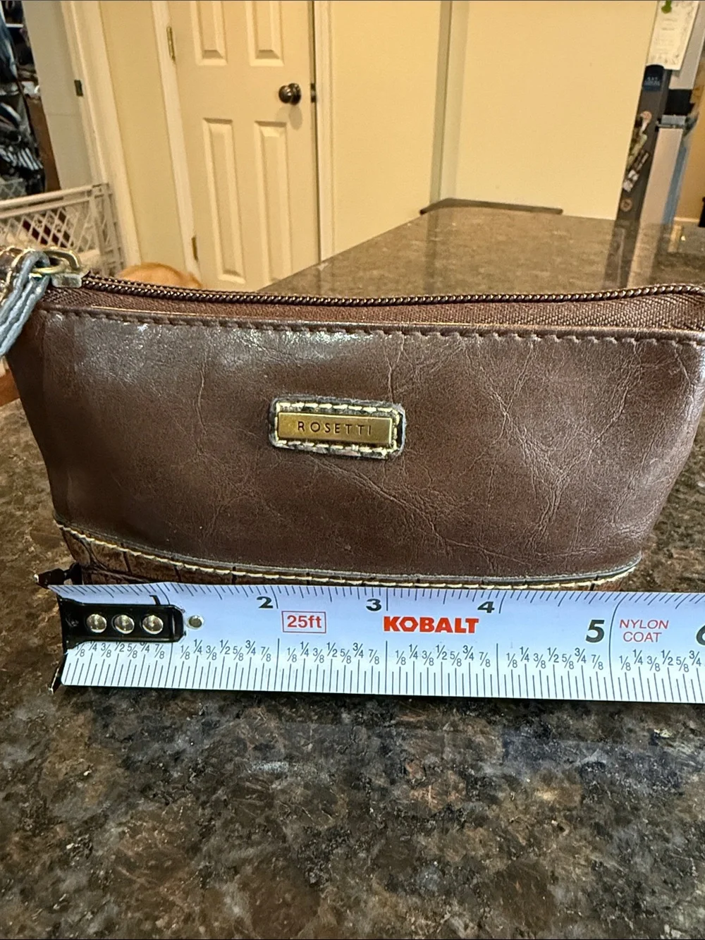 Rosetti Two-Tone Brown Croc-Accent Leather Clutch